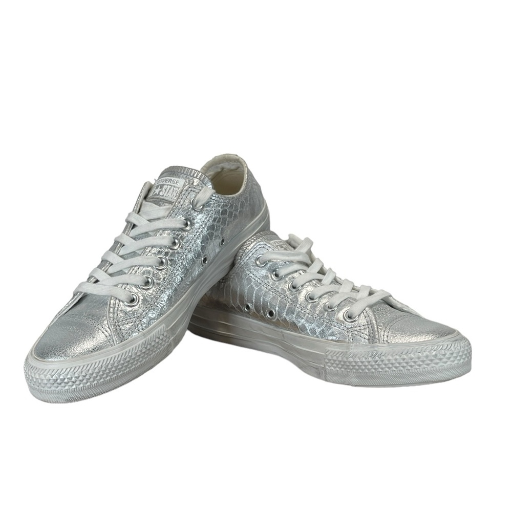 Silver Metallic Snakeskin Converse Size 6.5